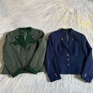 Lodenfrey wool blazer bundle navy blue and dark green wooden buttons 40 / 8 / 10